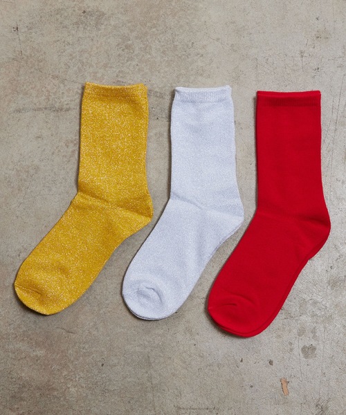 SHIZUTA（シズタ）の「SZT: カラー無地ソックス 　クルーソックス　ラッピングバッグ入り　誕生日祝い　長寿祝い　靴下　お返し　ちょっとしたプレゼント　3Pセット（ソックス/靴下・レディース・A/B/C/D/E/レッド系/グリーン系/ベージュ系/ピンク系/イエロー系その他/ホワイト系/イエロー系/ブルー系/ブラック系/パープル系/グレー系・S/M/L）」の11枚目の写真