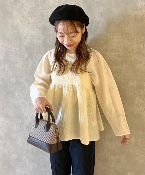 flower（フラワー）の「ルーズレディブラウス（Tシャツ/カットソー・レディース・ベージュ/アイボリー・FREE）」の20枚目の写真