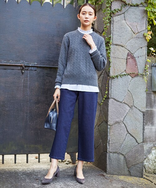 J.PRESS Ladies（J.プレス レディス）の「【洗える】11oz Stretch Denim 裏起毛 デニムパンツ（デニムパンツ・レディース・ネイビー系・S/XXS/XS）」の2枚目の写真