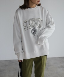 【裏起毛】カレッジロゴプリントルーズプルオーバー