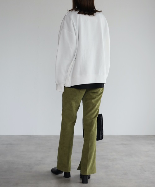 ap retro（アプレトロ）の「【裏起毛】カレッジロゴプリントルーズプルオーバー（スウェット・レディース・オフホワイト/杢グレー/グリーン/ブルー・FREE）」の7枚目の写真