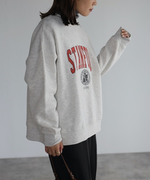 ap retro（アプレトロ）の「【裏起毛】カレッジロゴプリントルーズプルオーバー（スウェット・レディース・オフホワイト/杢グレー/グリーン/ブルー・FREE）」の15枚目の写真