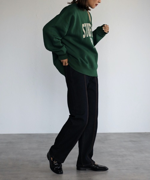 ap retro（アプレトロ）の「【裏起毛】カレッジロゴプリントルーズプルオーバー（スウェット・レディース・オフホワイト/杢グレー/グリーン/ブルー・FREE）」の17枚目の写真