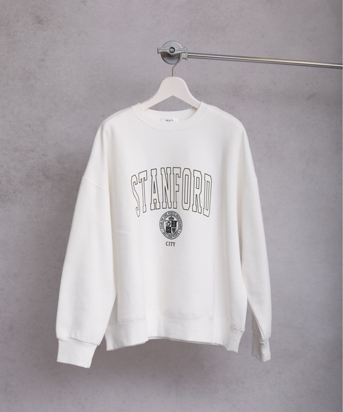 ap retro（アプレトロ）の「【裏起毛】カレッジロゴプリントルーズプルオーバー（スウェット・レディース・オフホワイト/杢グレー/グリーン/ブルー・FREE）」の22枚目の写真