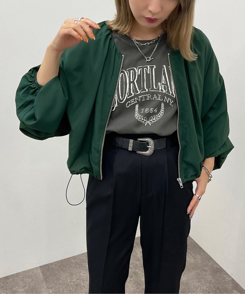 apres jour mignon(アプレジュールミニョン)の「袖ボリュームZIPシャツブルゾン【ZOZOTOWN限定アイテム】(ブルゾン・レディース・グリーン/ブラック・X-LARGE/フリー)」の11枚目の写真