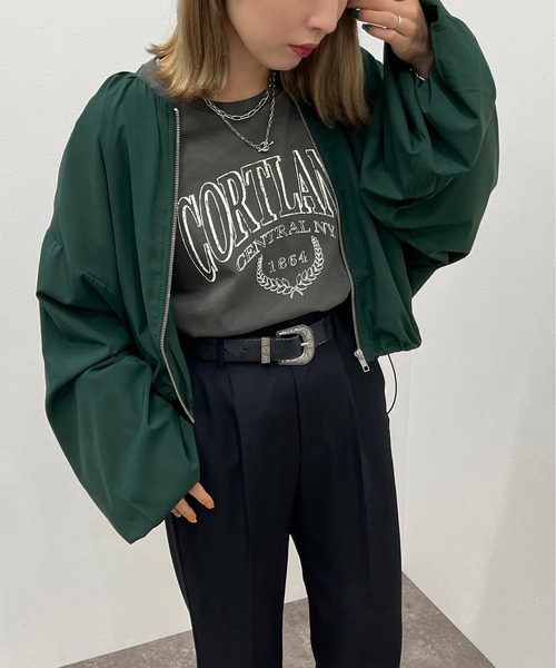 apres jour mignon(アプレジュールミニョン)の「袖ボリュームZIPシャツブルゾン【ZOZOTOWN限定アイテム】(ブルゾン・レディース・グリーン/ブラック・X-LARGE/フリー)」の13枚目の写真