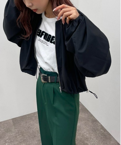 apres jour mignon(アプレジュールミニョン)の「袖ボリュームZIPシャツブルゾン【ZOZOTOWN限定アイテム】(ブルゾン・レディース・グリーン/ブラック・X-LARGE/フリー)」の6枚目の写真