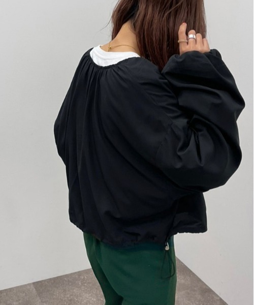 apres jour mignon(アプレジュールミニョン)の「袖ボリュームZIPシャツブルゾン【ZOZOTOWN限定アイテム】(ブルゾン・レディース・グリーン/ブラック・X-LARGE/フリー)」の7枚目の写真