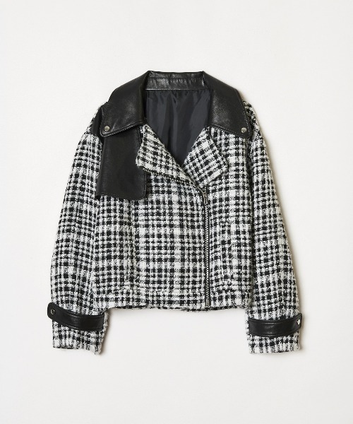 REDYAZEL（レディアゼル）の「ファンシーツイードライダース（ライダースジャケット・レディース・ブラック/ネイビー・SMALL/MEDIUM）」の22枚目の写真