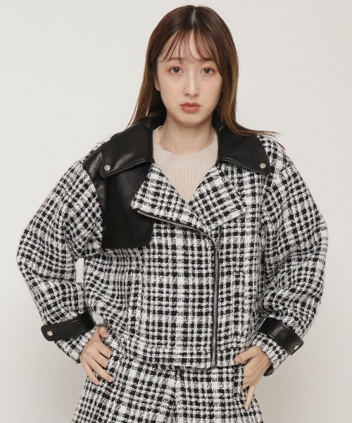 REDYAZEL（レディアゼル）の「ファンシーツイードライダース（ライダースジャケット・レディース・ブラック/ネイビー・SMALL/MEDIUM）」の5枚目の写真