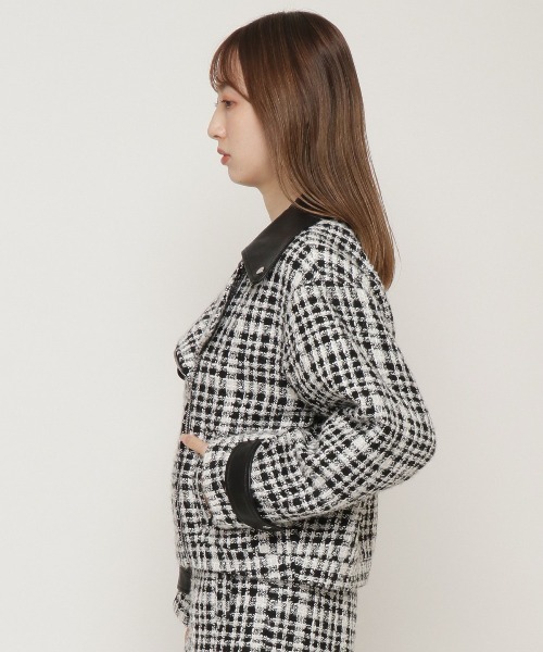 REDYAZEL（レディアゼル）の「ファンシーツイードライダース（ライダースジャケット・レディース・ブラック/ネイビー・SMALL/MEDIUM）」の6枚目の写真