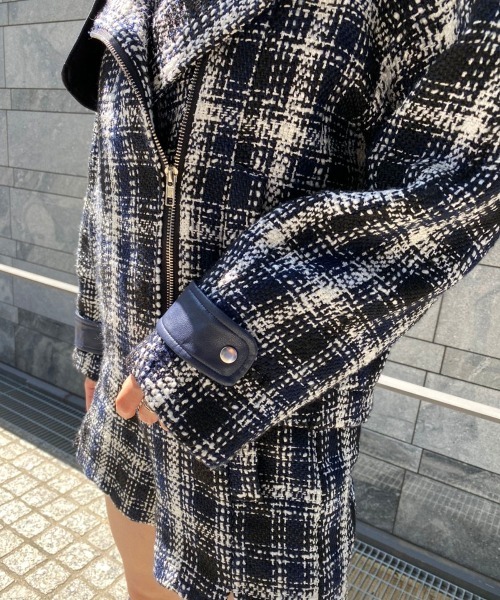 REDYAZEL（レディアゼル）の「ファンシーツイードライダース（ライダースジャケット・レディース・ブラック/ネイビー・SMALL/MEDIUM）」の12枚目の写真