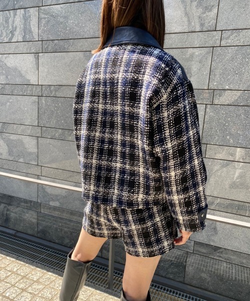 REDYAZEL（レディアゼル）の「ファンシーツイードライダース（ライダースジャケット・レディース・ブラック/ネイビー・SMALL/MEDIUM）」の13枚目の写真