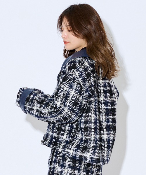 REDYAZEL（レディアゼル）の「ファンシーツイードライダース（ライダースジャケット・レディース・ブラック/ネイビー・SMALL/MEDIUM）」の17枚目の写真