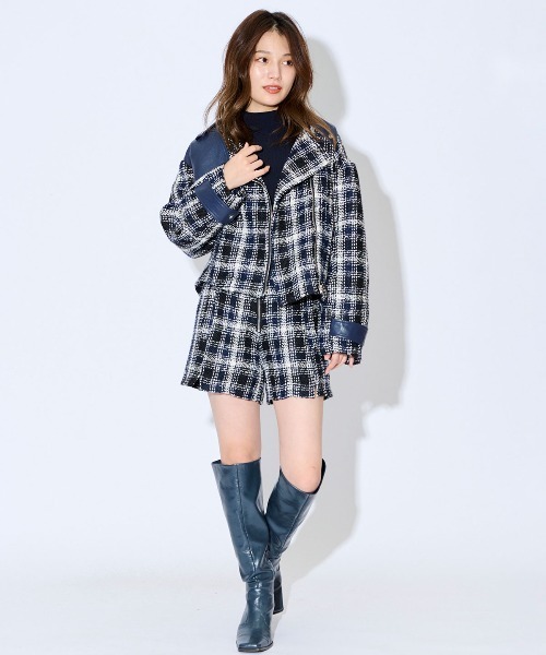 REDYAZEL（レディアゼル）の「ファンシーツイードライダース（ライダースジャケット・レディース・ブラック/ネイビー・SMALL/MEDIUM）」の19枚目の写真