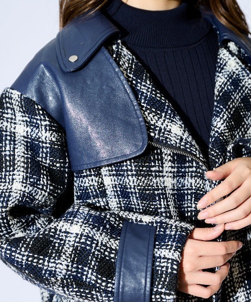 REDYAZEL（レディアゼル）の「ファンシーツイードライダース（ライダースジャケット・レディース・ブラック/ネイビー・SMALL/MEDIUM）」の20枚目の写真