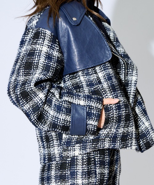 REDYAZEL（レディアゼル）の「ファンシーツイードライダース（ライダースジャケット・レディース・ブラック/ネイビー・SMALL/MEDIUM）」の21枚目の写真