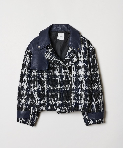 REDYAZEL（レディアゼル）の「ファンシーツイードライダース（ライダースジャケット・レディース・ブラック/ネイビー・SMALL/MEDIUM）」の15枚目の写真