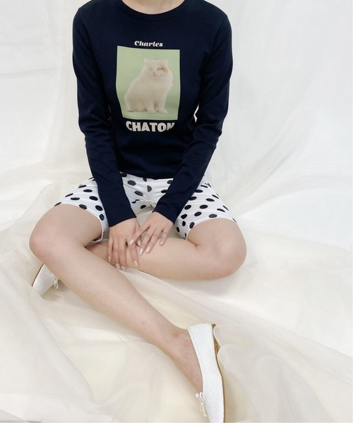 Charles Chaton（シャルルシャトン）の「Chaton L-TEE（Tシャツ/カットソー・レディース・ホワイト/ブラック・FREE）」の5枚目の写真