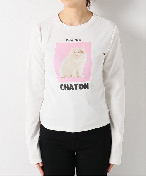 Charles Chaton（シャルルシャトン）の「Chaton L-TEE（Tシャツ/カットソー・レディース・ホワイト/ブラック・FREE）」の7枚目の写真