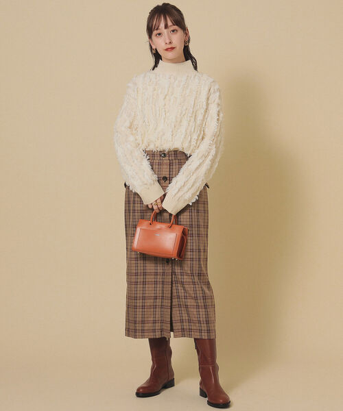 Ray BEAMS（レイビームス）の「Ray BEAMS / チェック フロントボタン タイト スカート（スカート・レディース・ネイビー/ブラウン系その他3・1/0）」の3枚目の写真