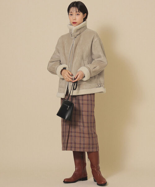 Ray BEAMS（レイビームス）の「Ray BEAMS / チェック フロントボタン タイト スカート（スカート・レディース・ネイビー/ブラウン系その他3・1/0）」の6枚目の写真