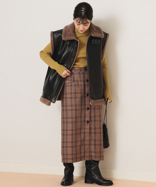 Ray BEAMS（レイビームス）の「Ray BEAMS / チェック フロントボタン タイト スカート（スカート・レディース・ネイビー/ブラウン系その他3・1/0）」の11枚目の写真