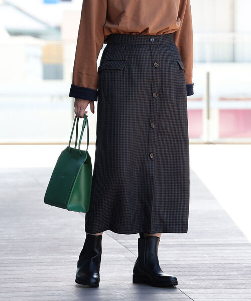 Ray BEAMS（レイビームス）の「Ray BEAMS / チェック フロントボタン タイト スカート（スカート・レディース・ネイビー/ブラウン系その他3・1/0）」の18枚目の写真