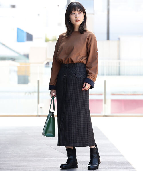 Ray BEAMS（レイビームス）の「Ray BEAMS / チェック フロントボタン タイト スカート（スカート・レディース・ネイビー/ブラウン系その他3・1/0）」の15枚目の写真