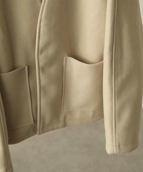 Chillfar（チルファー）の「ウールテックショートコート / ノーカラージャケット（ノーカラージャケット・レディース・ブラック/オリーブ/アイボリー/ブラウン系・FREE）」の9枚目の写真