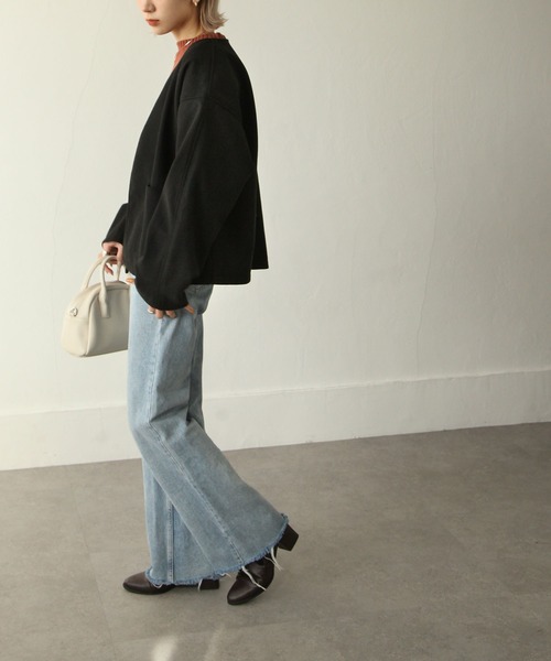 Chillfar（チルファー）の「ウールテックショートコート / ノーカラージャケット（ノーカラージャケット・レディース・ブラック/オリーブ/アイボリー/ブラウン系・FREE）」の22枚目の写真