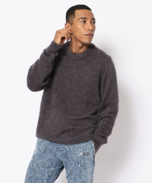 LUSOR（ルーソル）の「LUSOR（ルーソル）フェザーモール クルーネックニット（ニット/セーター・メンズ・ホワイト/ブラック/グレー/ベージュ・FREE）」の3枚目の写真