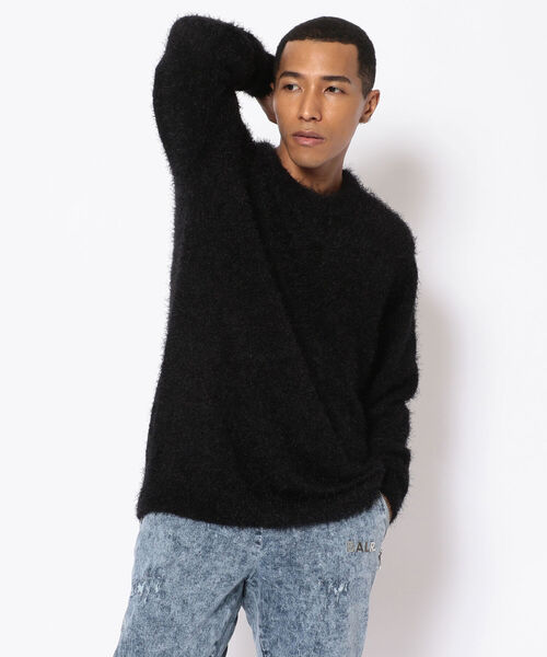 LUSOR（ルーソル）の「LUSOR（ルーソル）フェザーモール クルーネックニット（ニット/セーター・メンズ・ホワイト/ブラック/グレー/ベージュ・FREE）」の2枚目の写真