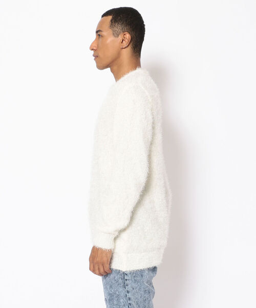 LUSOR（ルーソル）の「LUSOR（ルーソル）フェザーモール クルーネックニット（ニット/セーター・メンズ・ホワイト/ブラック/グレー/ベージュ・FREE）」の6枚目の写真