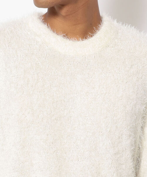 LUSOR（ルーソル）の「LUSOR（ルーソル）フェザーモール クルーネックニット（ニット/セーター・メンズ・ホワイト/ブラック/グレー/ベージュ・FREE）」の10枚目の写真