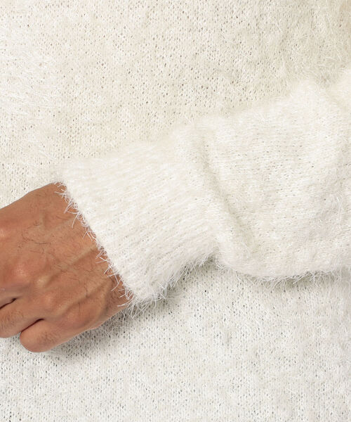 LUSOR（ルーソル）の「LUSOR（ルーソル）フェザーモール クルーネックニット（ニット/セーター・メンズ・ホワイト/ブラック/グレー/ベージュ・FREE）」の9枚目の写真