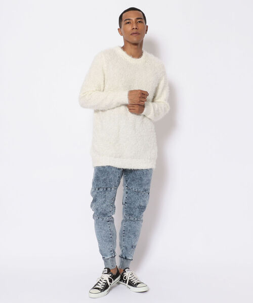 LUSOR（ルーソル）の「LUSOR（ルーソル）フェザーモール クルーネックニット（ニット/セーター・メンズ・ホワイト/ブラック/グレー/ベージュ・FREE）」の7枚目の写真