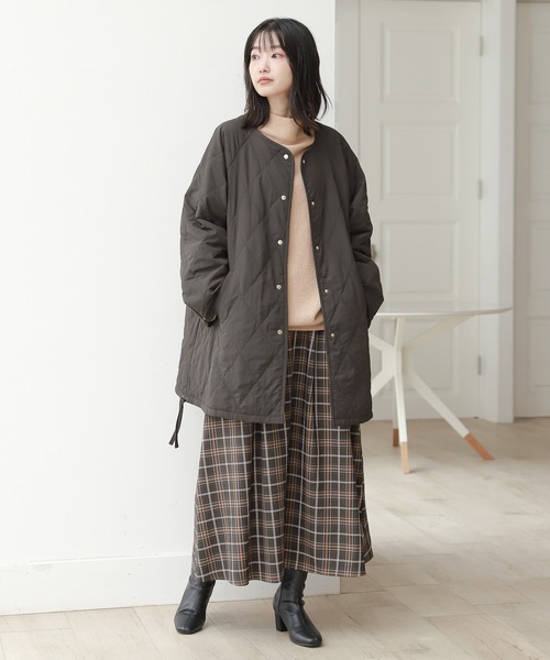 LAKOLE(ラコレ)の「チェック柄タックフレアスカート / 235148(スカート・レディース・ネイビー/ブラウン/カーキ・SMALL/MEDIUM)」の8枚目の写真