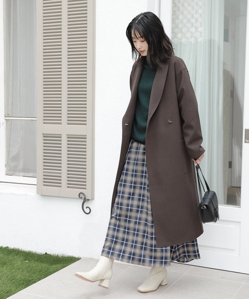LAKOLE(ラコレ)の「チェック柄タックフレアスカート / 235148(スカート・レディース・ネイビー/ブラウン/カーキ・SMALL/MEDIUM)」の14枚目の写真