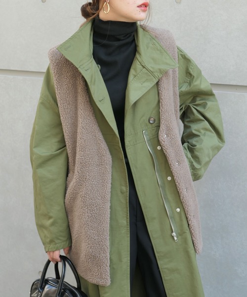 CORNERS（コーナーズ）の「ボア×キルティングリバーシブルベスト（ダウンベスト・レディース・アイボリー/ブラウン/モカ/グレイッシュベージュ/ライトベージュ・M）」の6枚目の写真