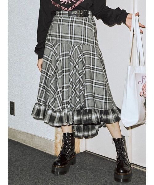 jouetie（ジュエティ）の「クレイジーパターンフリルスカート（スカート・レディース・レッド/ブラック/グレー/ライトブルー・MEDIUM）」の3枚目の写真