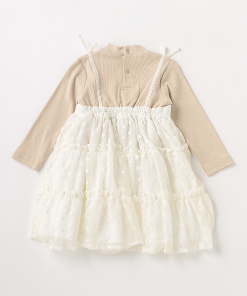 petit main（プティマイン）の「【リンク】ティアードドッキングワンピ（ワンピース・キッズ・アイボリー/ブラック・90cm/100cm/110cm/120cm/130cm/80ｃｍ）」の3枚目の写真
