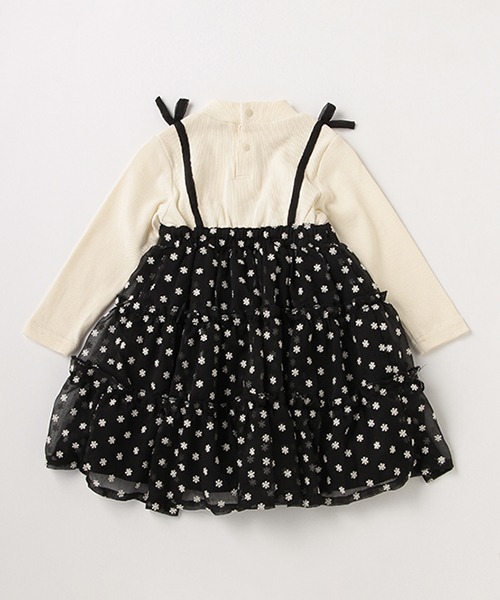 petit main（プティマイン）の「【リンク】ティアードドッキングワンピ（ワンピース・キッズ・アイボリー/ブラック・90cm/100cm/110cm/120cm/130cm/80ｃｍ）」の4枚目の写真