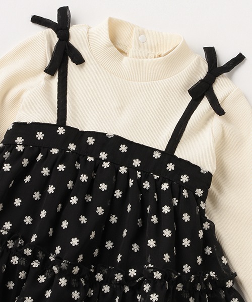 petit main（プティマイン）の「【リンク】ティアードドッキングワンピ（ワンピース・キッズ・アイボリー/ブラック・90cm/100cm/110cm/120cm/130cm/80ｃｍ）」の5枚目の写真