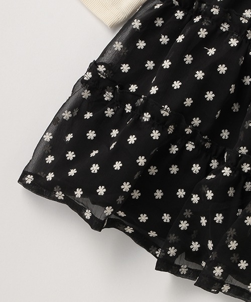 petit main（プティマイン）の「【リンク】ティアードドッキングワンピ（ワンピース・キッズ・アイボリー/ブラック・90cm/100cm/110cm/120cm/130cm/80ｃｍ）」の7枚目の写真