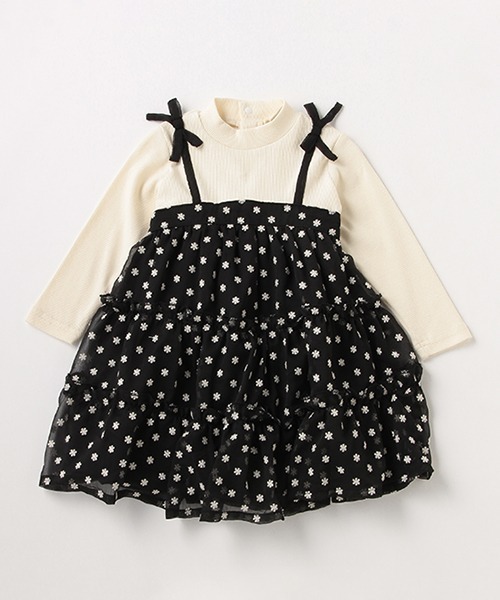 petit main（プティマイン）の「【リンク】ティアードドッキングワンピ（ワンピース・キッズ・アイボリー/ブラック・90cm/100cm/110cm/120cm/130cm/80ｃｍ）」の13枚目の写真