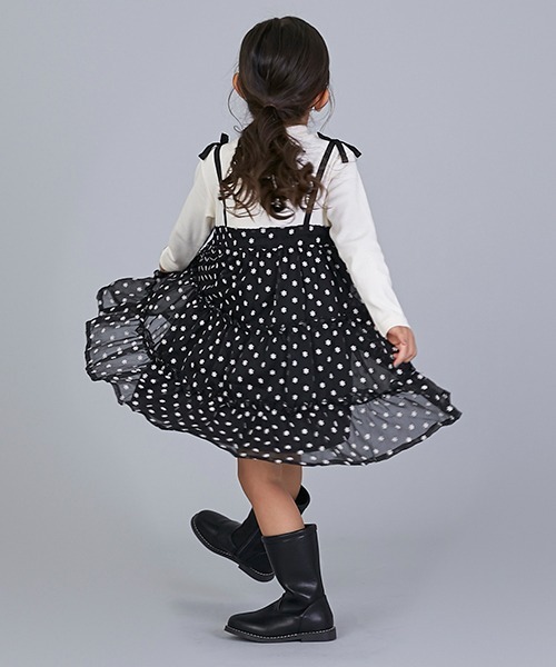 petit main（プティマイン）の「【リンク】ティアードドッキングワンピ（ワンピース・キッズ・アイボリー/ブラック・90cm/100cm/110cm/120cm/130cm/80ｃｍ）」の14枚目の写真