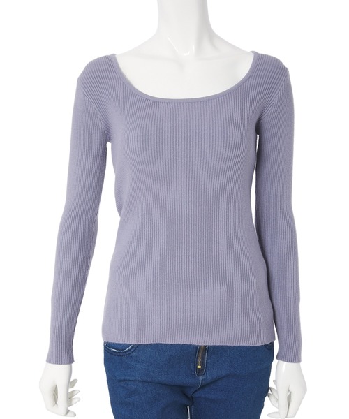 fifth（フィフス）の「バッククロスリブニット（ニット/セーター・レディース・ホワイト/ブルー・MEDIUM）」の8枚目の写真