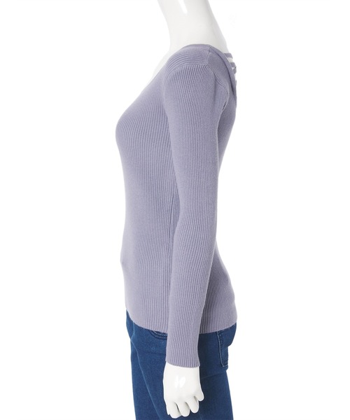 fifth（フィフス）の「バッククロスリブニット（ニット/セーター・レディース・ホワイト/ブルー・MEDIUM）」の3枚目の写真