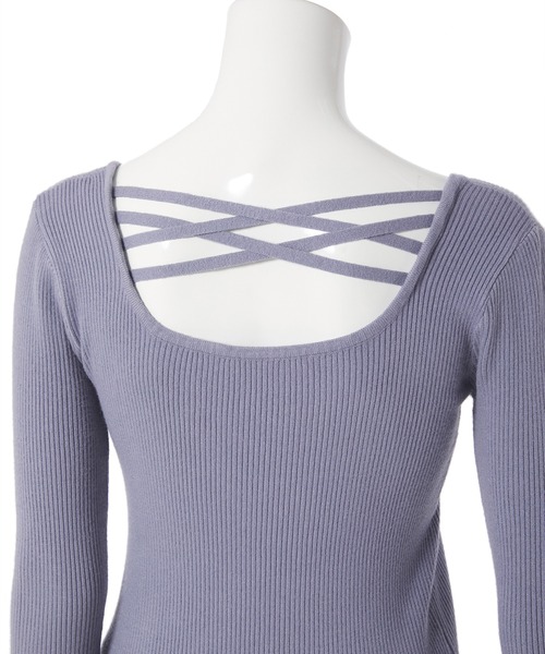 fifth（フィフス）の「バッククロスリブニット（ニット/セーター・レディース・ホワイト/ブルー・MEDIUM）」の6枚目の写真